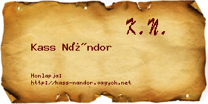 Kass Nándor névjegykártya