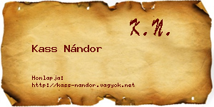 Kass Nándor névjegykártya